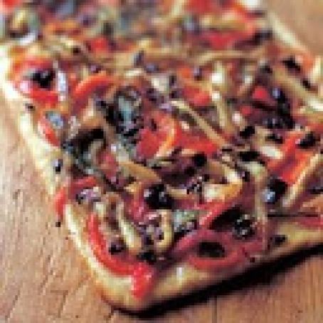 Flatbread with Eggplant, Peppers and Olives