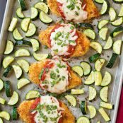One Pan Chicken Parmesan and Roasted Zucchini