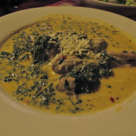 New Orleans Poached Oysters in Pernod Cream and Fried Spinach