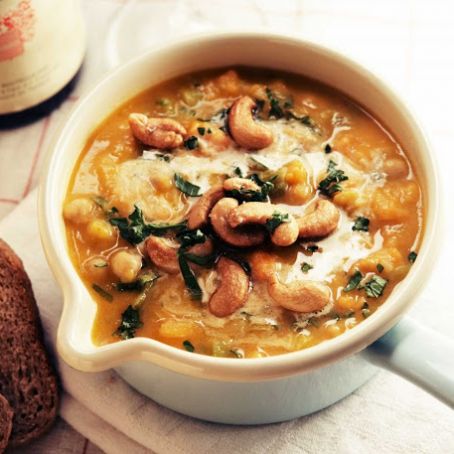 Sweet Potato Soup w/ Buttered Cashews