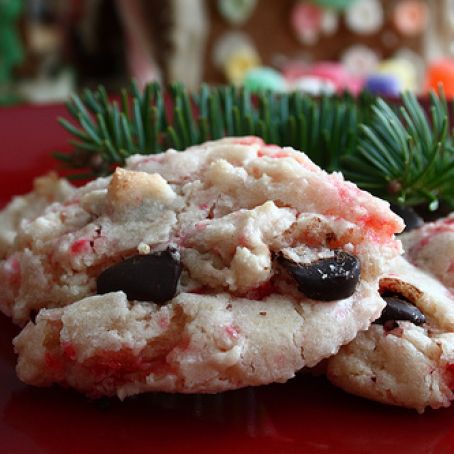 candy cane chocolate chip cookies