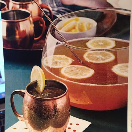 Brandy Mule Punch with lemon simple syrup