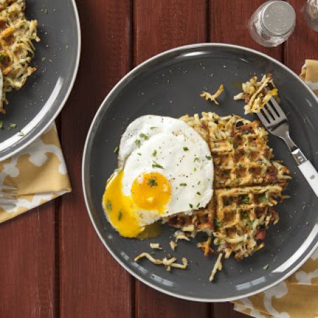  Hash Brown Waffles with Fried Eggs 