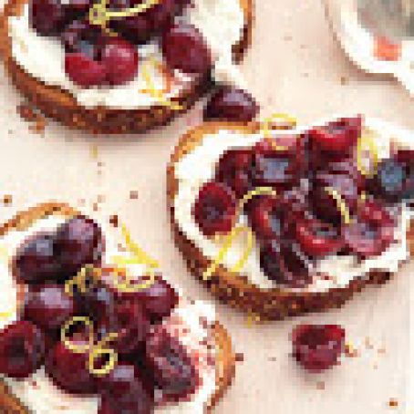 Fresh Ricotta, Cherry, and Lemon Zest Crostini