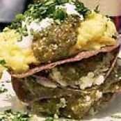 Scrambled Eggs Chiliquiles with Roasted Tomatillo Sauce