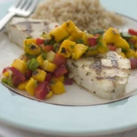 Chilean Sea Bass with Grilled Mango Salsa
