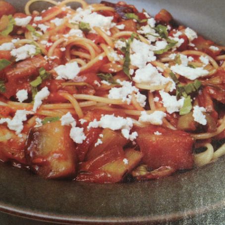 Pasta: Caponata Spaghetti with Ricotta Salata