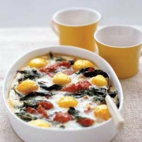 Baked Eggs with Spinach & Tomatoes