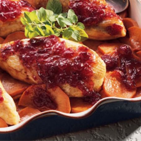 Cranberry Roast Chicken & Sweet Potatoes