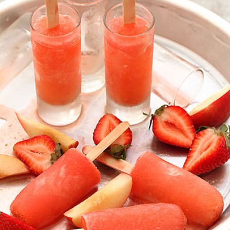 Strawberry Peach Vodka Collins Popsicles