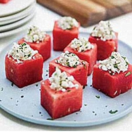 Watermelon Cups With Feta & Mint