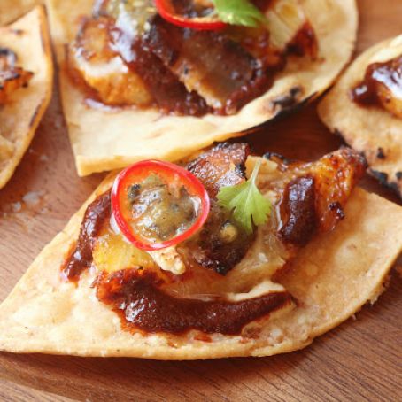 Pineapple and Bacon Nachos With Brie and Chipotle-Orange Salsa'