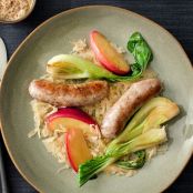 Sausage with Sauerkraut, Apples, & Bok Choy