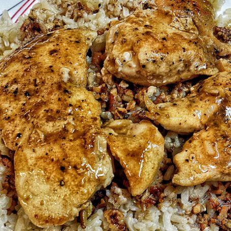 Cider-Glazed Chicken with Browned Butter-Pecan Rice