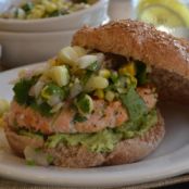 Tex Mex Salmon Burgers With Avocado Cream Spread