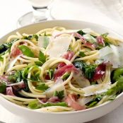 Spaghetti With Snap Peas and Prosciutto