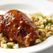 Asian Orange Chicken Thighs with Cauliflower Rice