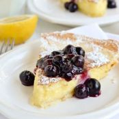 Lemon Pie Cake with Blueberry Compote