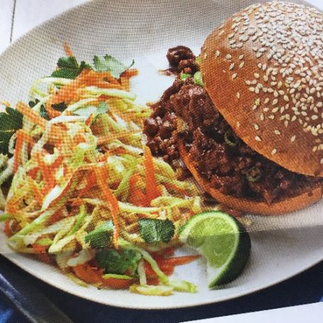 Sweet and Sour Sloppy Joes with Sesame Slaw