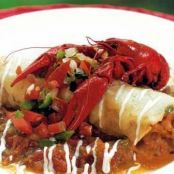 Cajun Enchiladas with Roasted Tomatillo Salsa