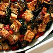 Kale and Tomato Bread Pudding (Overnight)