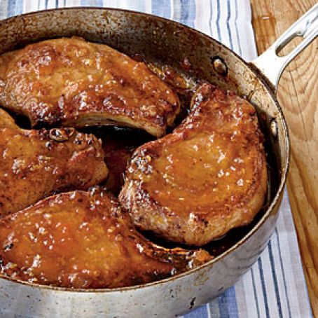 Pan-Roasted Pork Chops with Apricot-Ginger Glaze