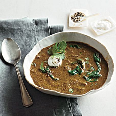 Curried Lentil Soup with Yogurt and Cilantro