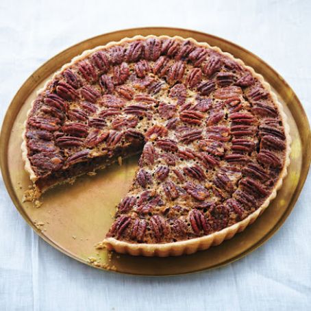 Pecan and Chocolate Tart with Bourbon Whipped Crème Fraîche