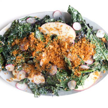 Grilled Kale Salad with Paprika Breadcrumbs