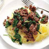 Spaghetti Squash with Sausage and Greens