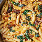 Asiago Chicken Pasta with Sun-Dried Tomatoes and Spinach - Julia's Album