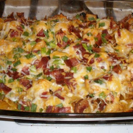 Loaded Potato & Buffalo Chicken Casserole