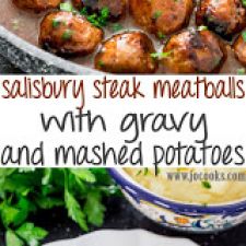 salisbury steak meatballs with gravy and mashed potatoes