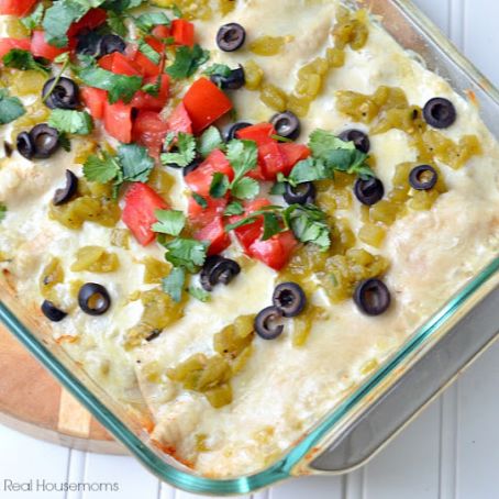 Skinny Creamy Chicken Enchiladas