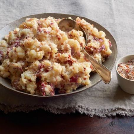 Smashed Potatoes with Bacon Salt