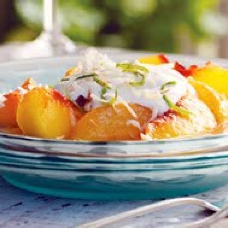 Caramelized Peaches w /Lime & Coconut Crème
