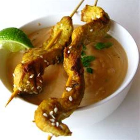 Chicken Satay with peanut sauce: