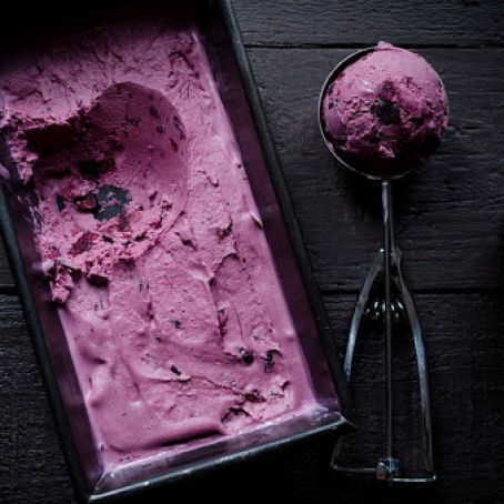 Roasted Blueberry Creme Fraiche Ice Cream