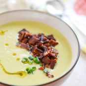 Creamy Caramelized Leek Soup with Maple Glazed Bacon