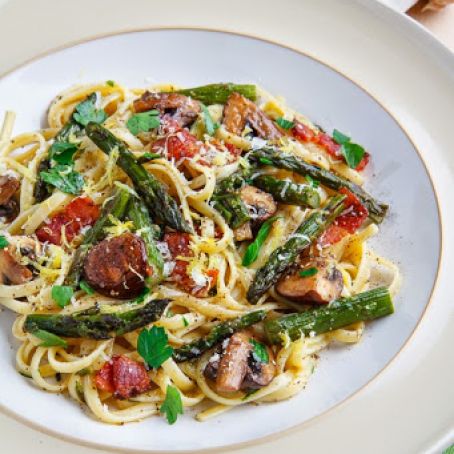 Roasted Asparagus & Mushroom Carbonara