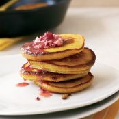 Cornmeal Pancakes with Maple-Cranberry Butter