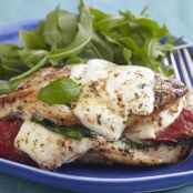 Mozarella, Roasted Red Pepper and Basil Stuffed Chicken
