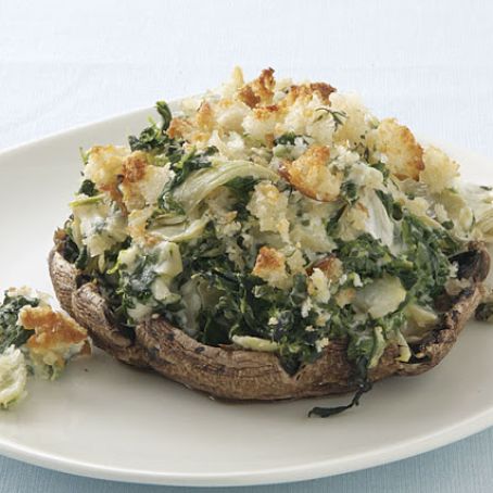 Portabello Mushrooms with Creamy Spinach-Artichoke Filling