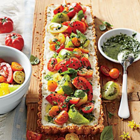 Tomato-Goat Cheese Tart with Lemon-Basil Vinaigrette