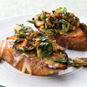 Brussels Sprouts and Smoky Onions on Cheddar Toast