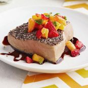 Chia-Crusted Oven-Roasted Tuna with Mango Fruit Salsa