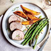 Smoky Pork Tenderloin with Roasted Sweet Potatoes Recipe | MyRecipes.com