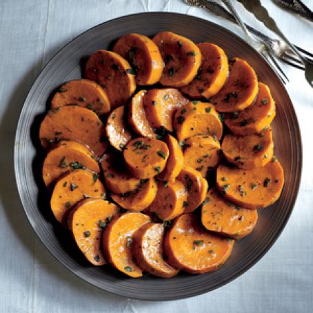 Glazed Sweet Potatoes with Maple Gastrique