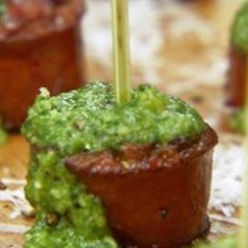 Italian Sausage Bites with Arugula Pesto