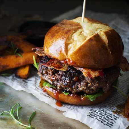 Coffee Rubbed Burgers w/Dr. Pepper BBQ Sauce